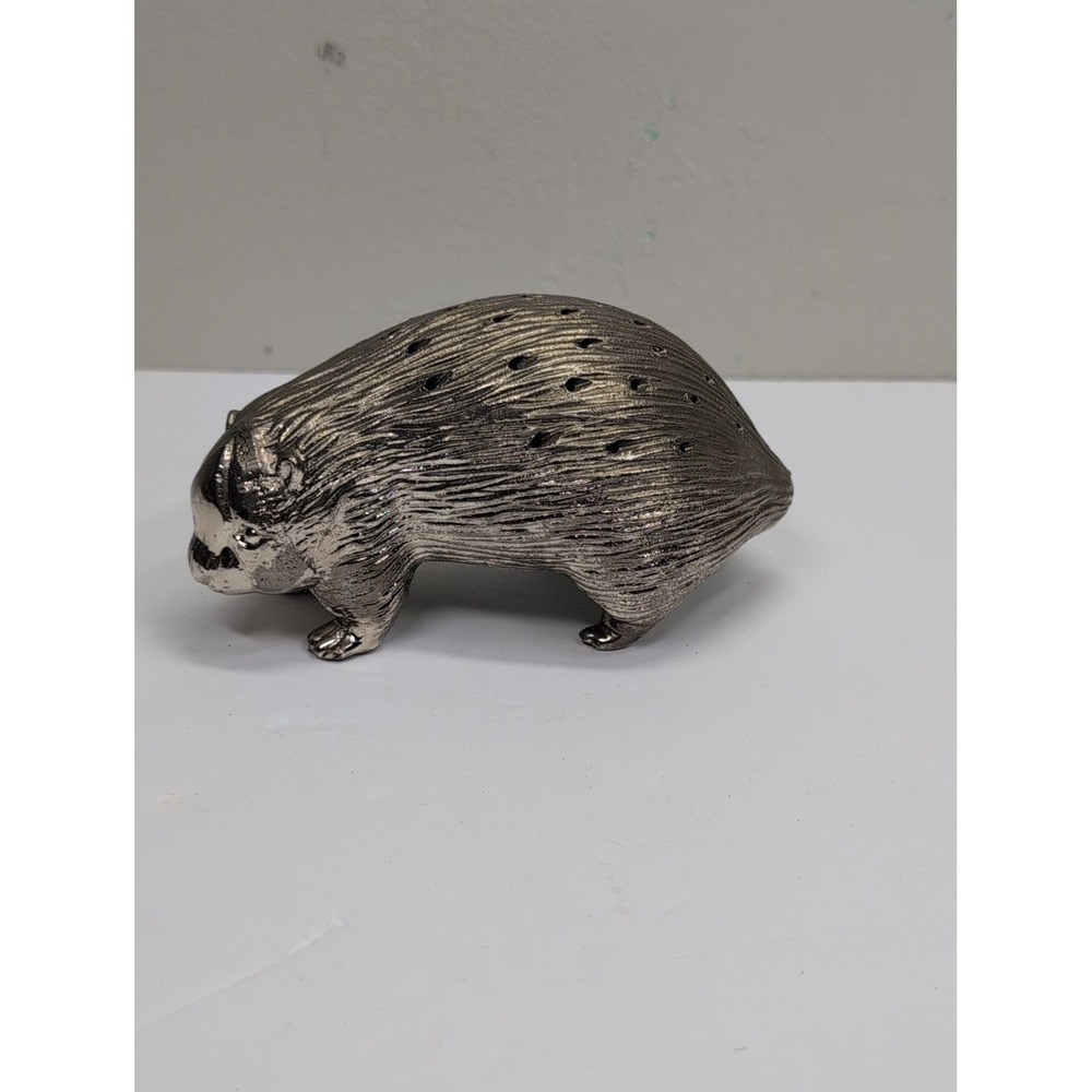 Vintage Porcupine/Hedgehog Toothpick Holder Silver Plated Made In Japan